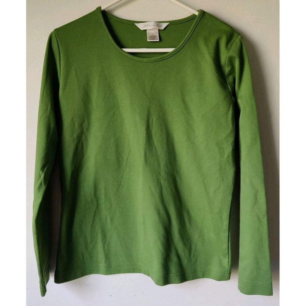 Jillian Nicole Womens Green Pullover Long Sleeve Round Neck Top Size Large